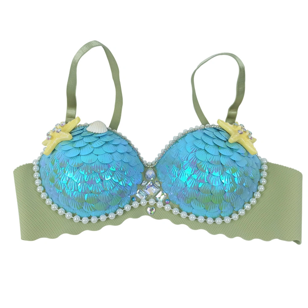 Women Mermaid Scale Bra Tops Hawaii Beach Summer Festival Bra 