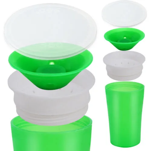 Toddler Bottle Safe Spill Free 360 Degree Training Drink Cup With Handles