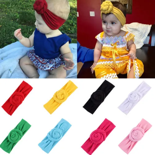 Kids Girls Baby Headwear Toddler Turban Knotted Headband Solid Color Hair Band