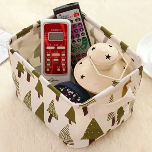 Folding Square Storage Basket Cartoon Animal Tree Print Drawer Organizer