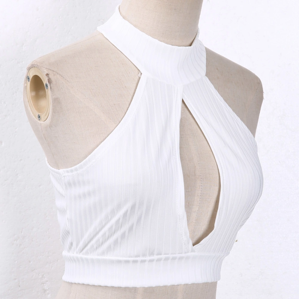 Women Summer Sexy Sleeveless Best Solid Color Hollow Out Turtleneck Crop Tops