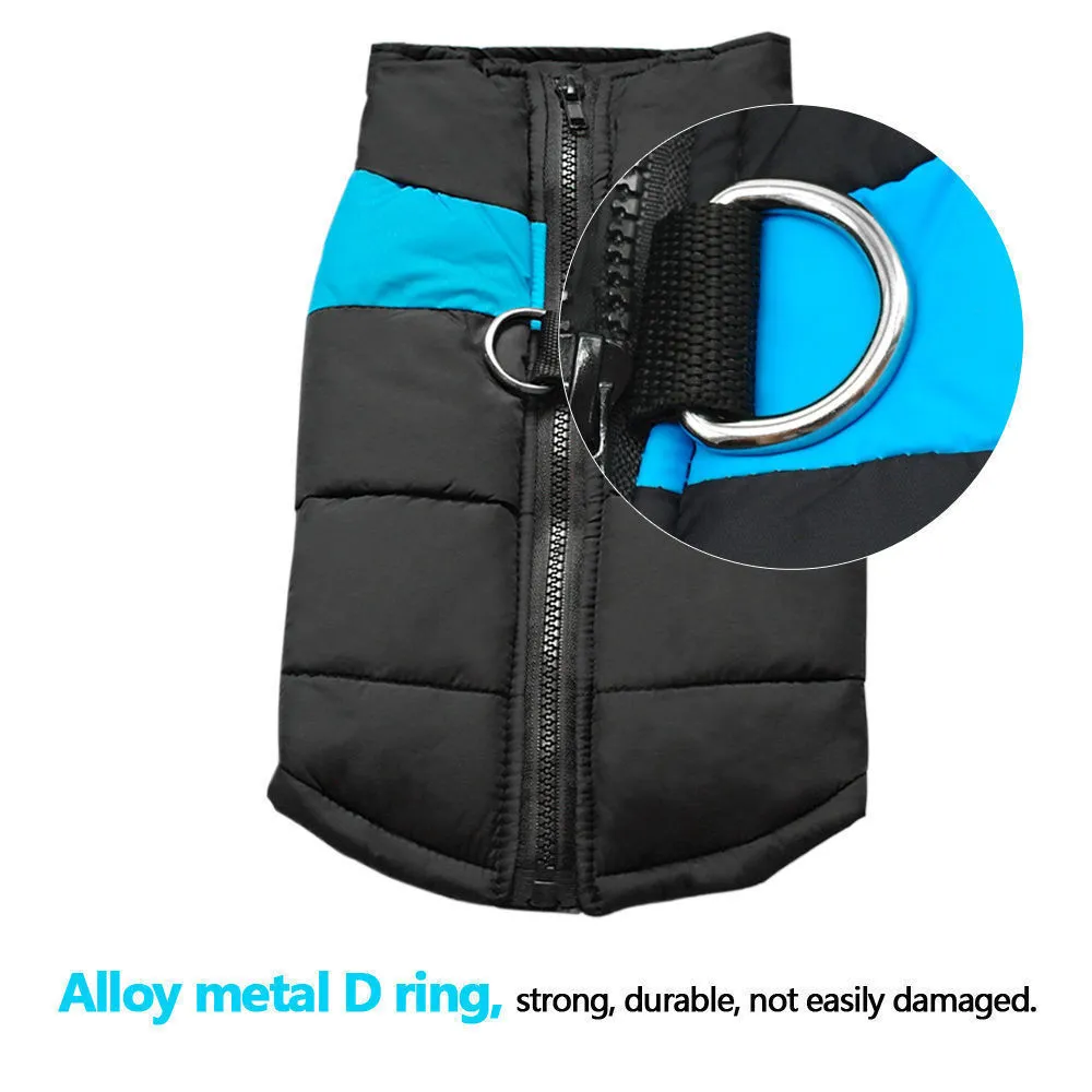 Waterproof Pet Dog Coat, Winter Warm Padded Zipper Closure Casual Jacket