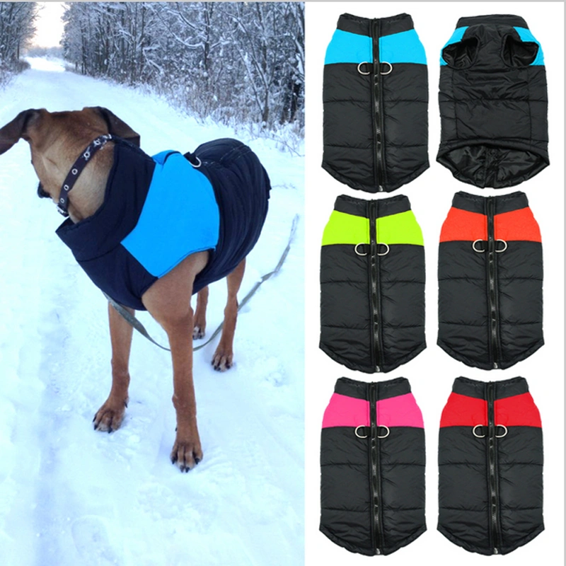 Waterproof Pet Dog Coat, Winter Warm Padded Zipper Closure Casual Jacket