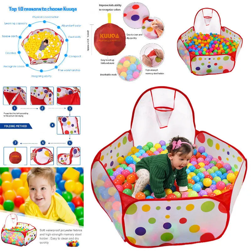 Baby Ball Pit Play Tent, 6-Sided Ball Pit with Basketball Hoop for Ball Play