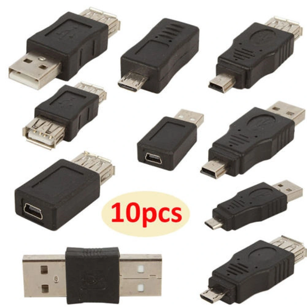 10Pcs Micro USB 3.0 Adapters 5 Pin Male To Female Extension Converter