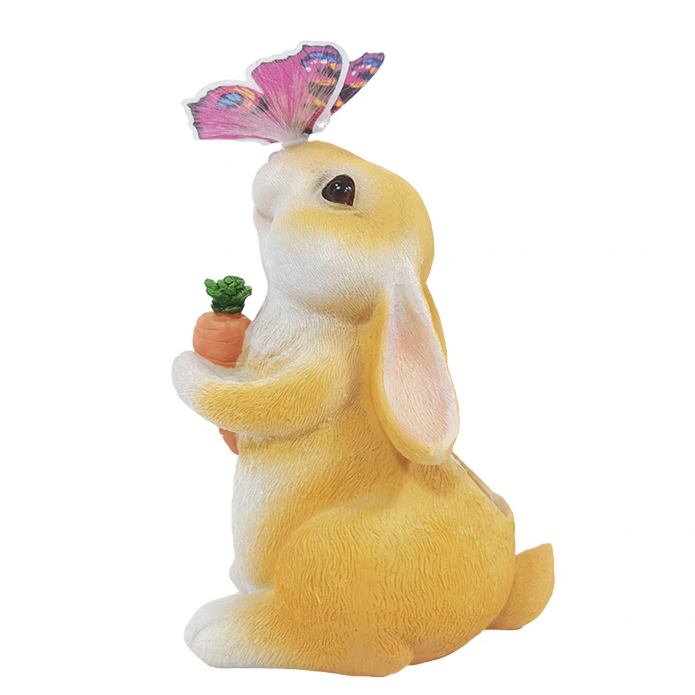 Garden Outdoor Decor, Yard Rabbit Statue with Solar Butterfly Light