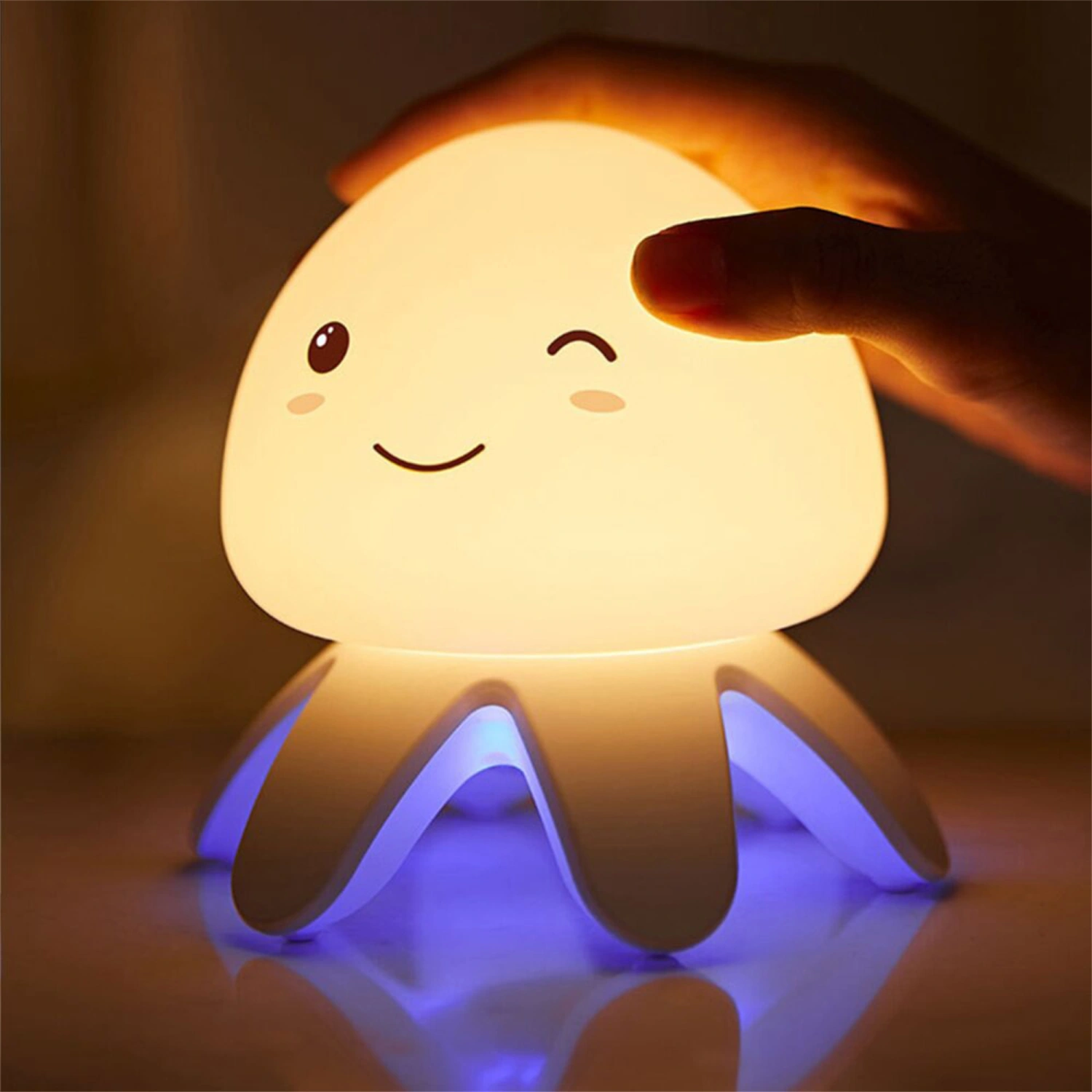 Cartoon Jellyfish Shaped USB Charging LED Smart Bedside Desk Lamp