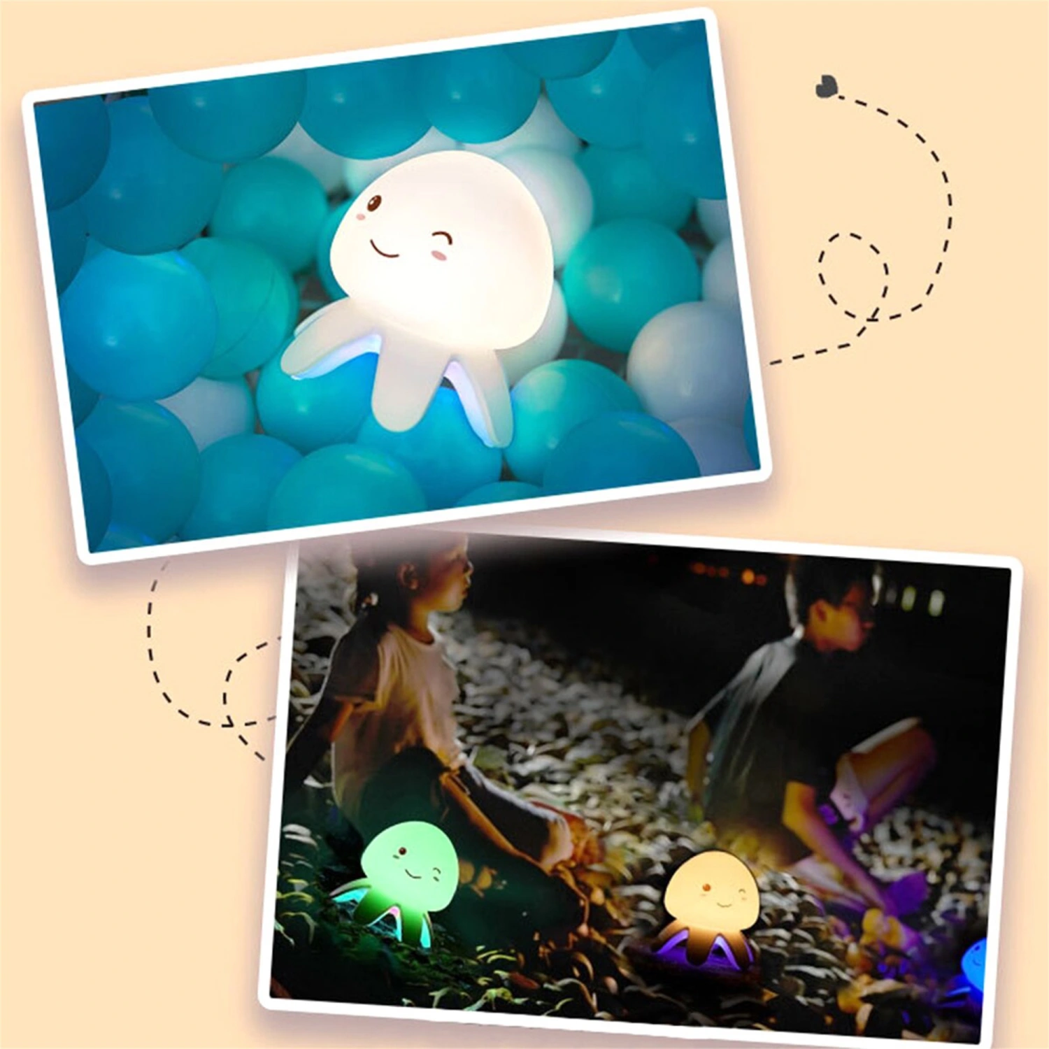 Cartoon Jellyfish Shaped USB Charging LED Smart Bedside Desk Lamp