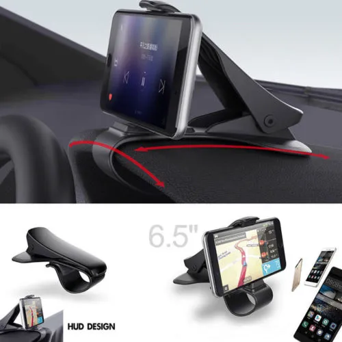 Car Dashboard Mount Phone Holder, Black Bracket for Mobile & GPS