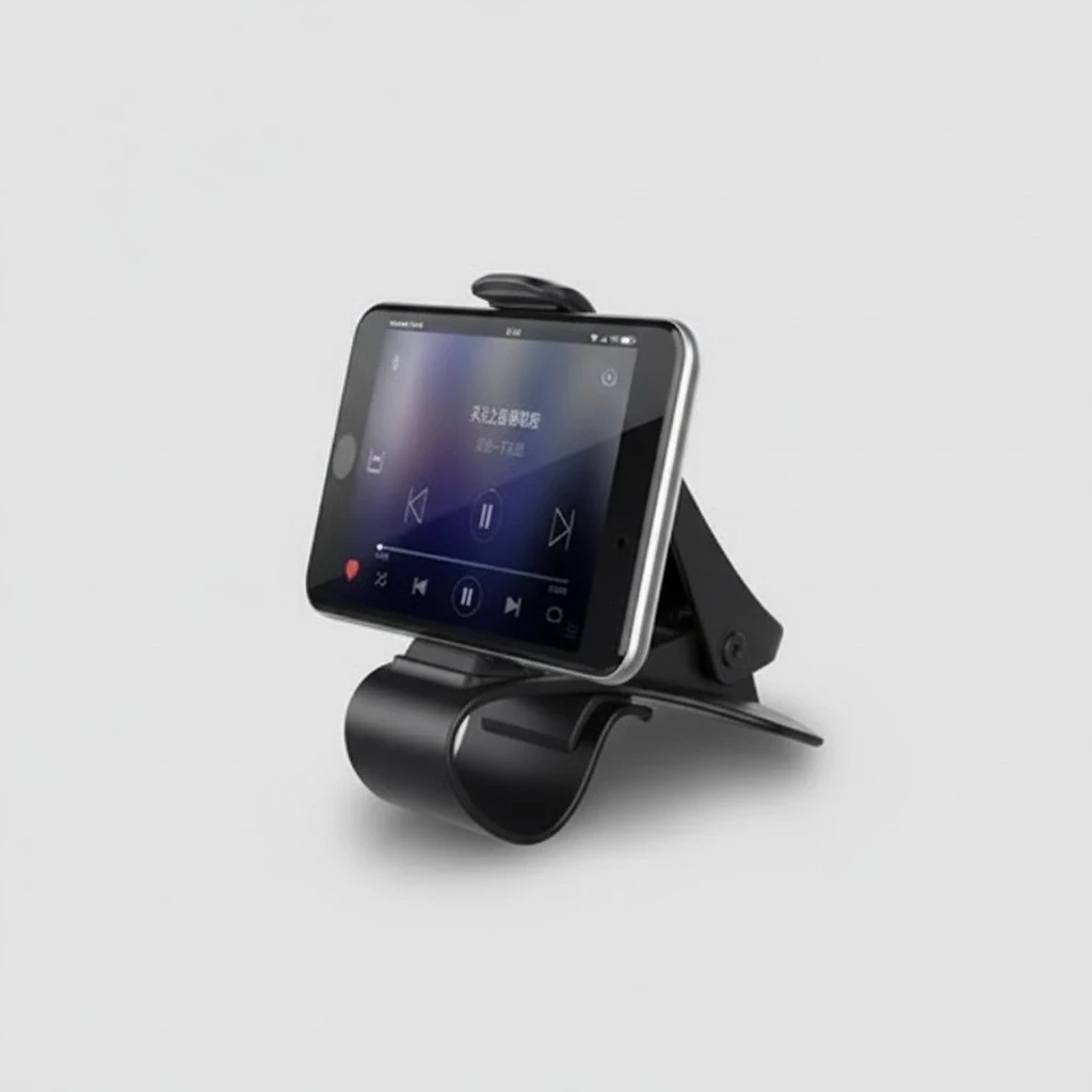 Car Dashboard Mount Phone Holder, Black Bracket for Mobile & GPS