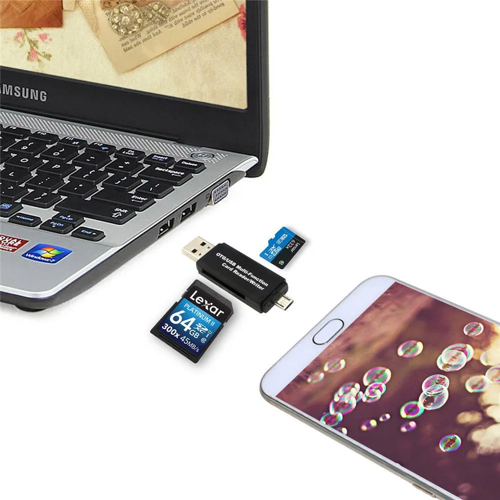 64GB Portable SD Card Reader SD/TF USB 2.0 Adapter Dual Card Transfer tools