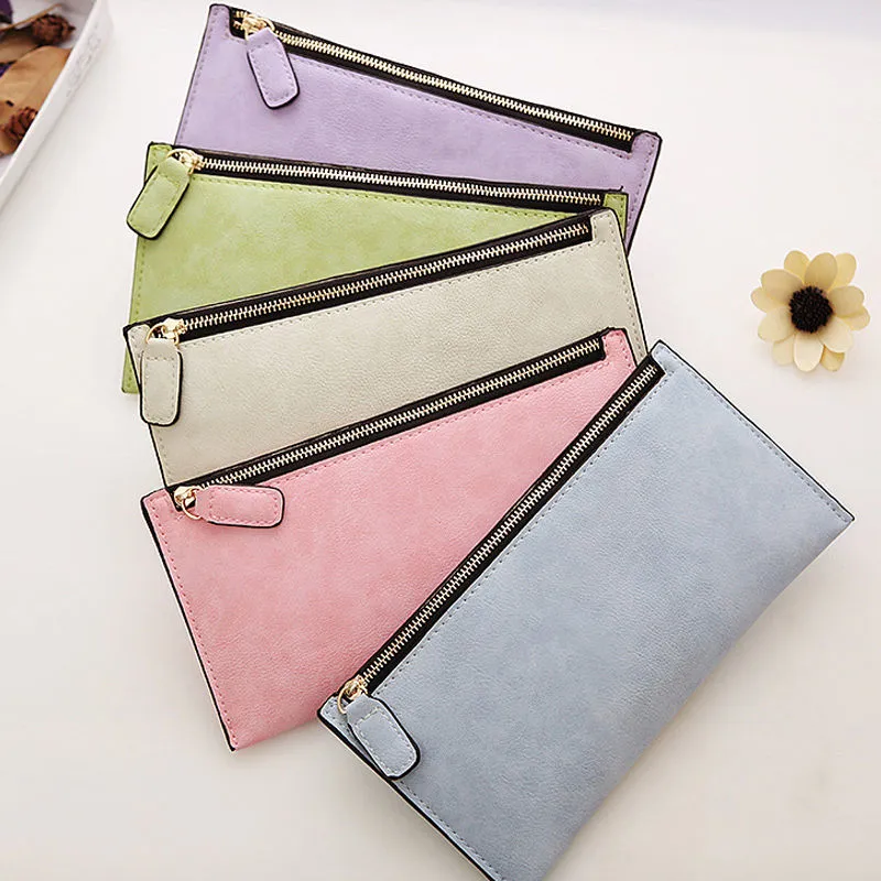 Women's Long Money Purse, Trendy Ladies Portable Leather Wallet