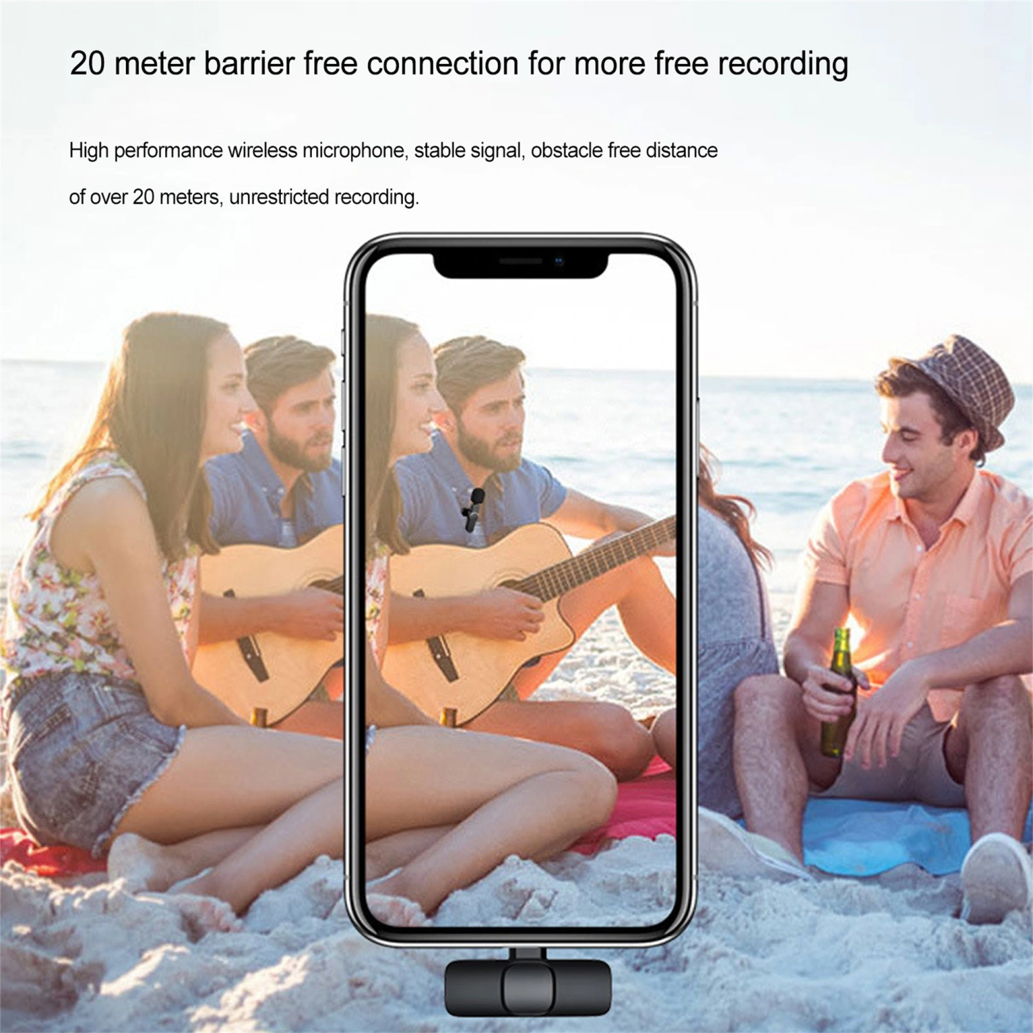 Wireless Microphone with Clip and Rechargeable Type-C Connector