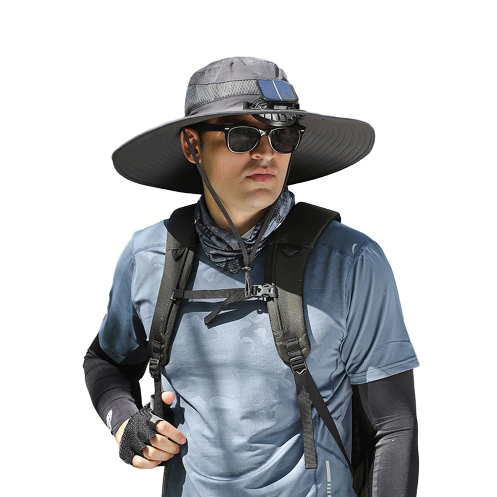 Sun Hat with Solar Powered Fan, Men UV Protection Wide Brim Caps