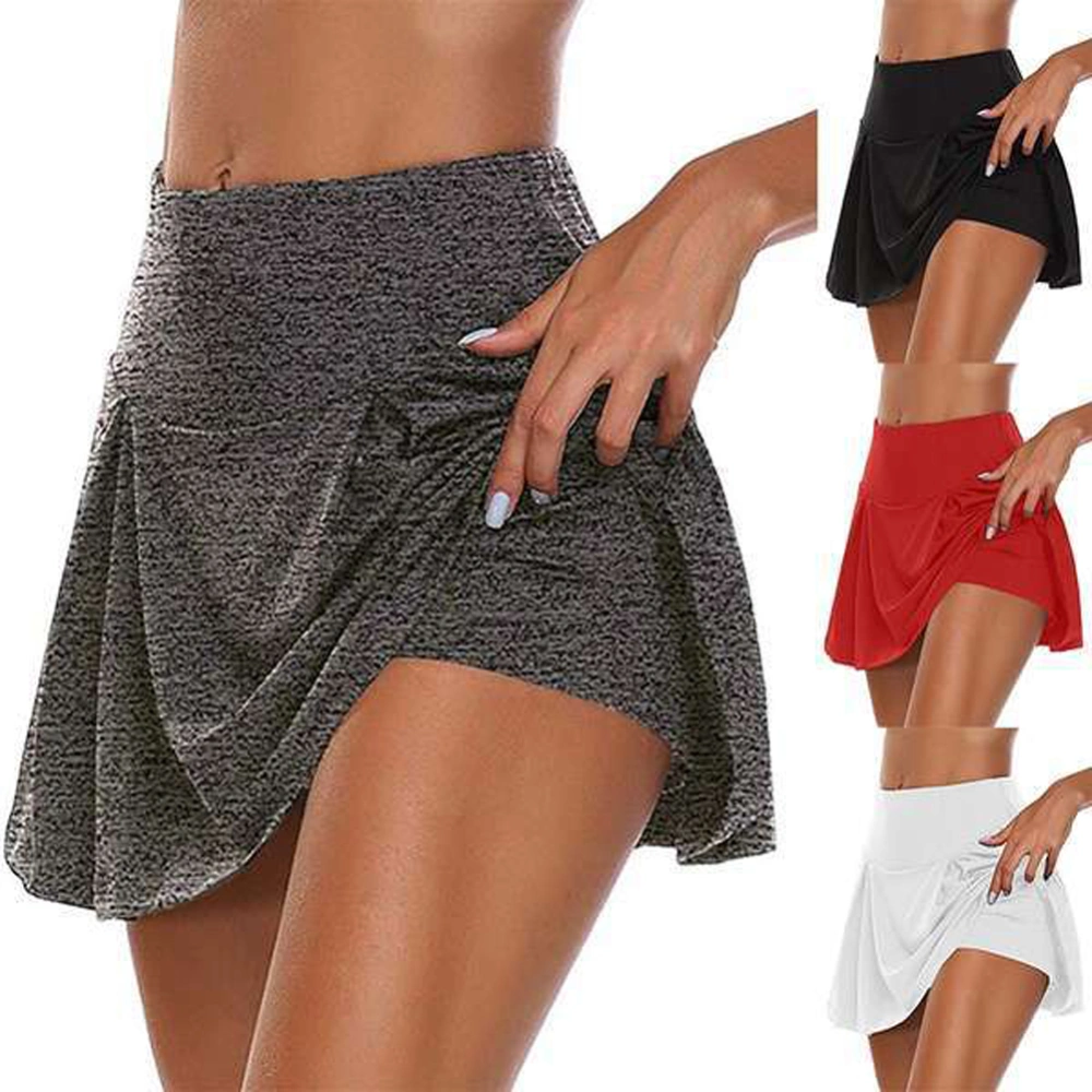 Women's Pure Color Skirt, Elastic High Waist Plain Exercising Skirt