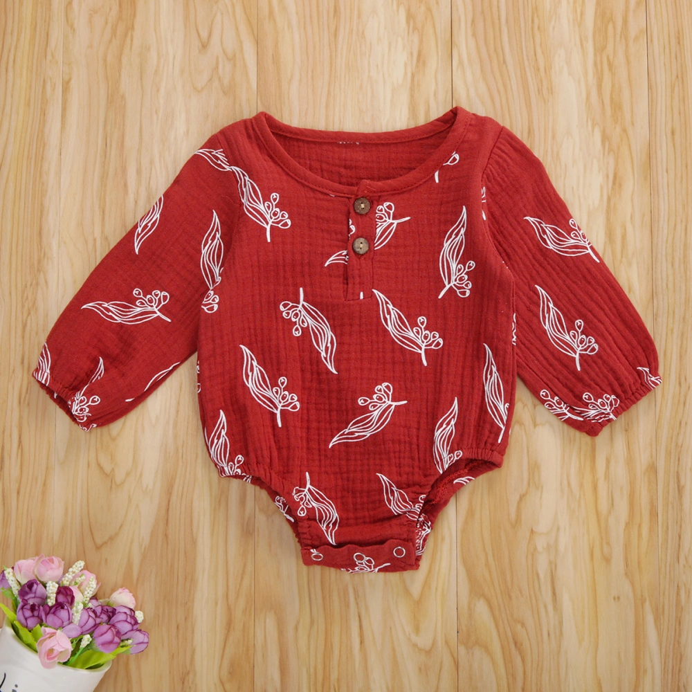 Baby Girl's Romper, Long Sleeve Jumpsuit Printed Buttons Garment