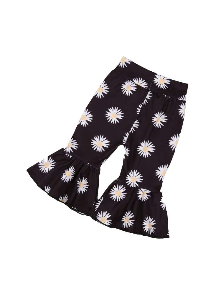 Infant Floral Print Trousers, Baby Girl Wild Style Flared Pants