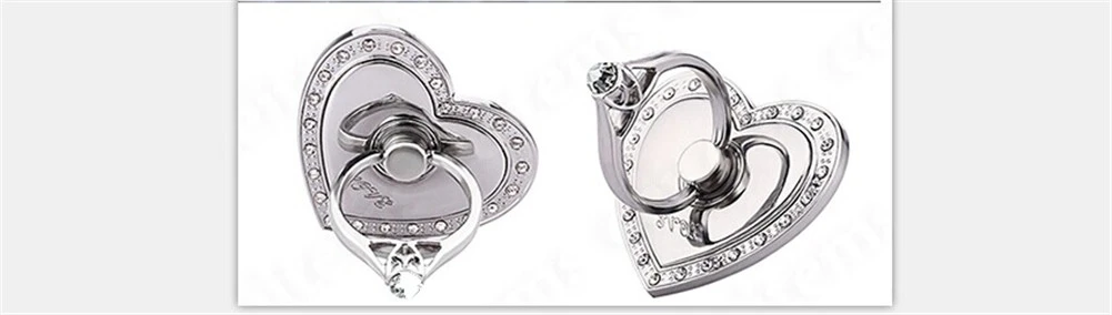 Cell Phone Finger Ring Holder Love Heart Shaped 360 degree Rotating Stand