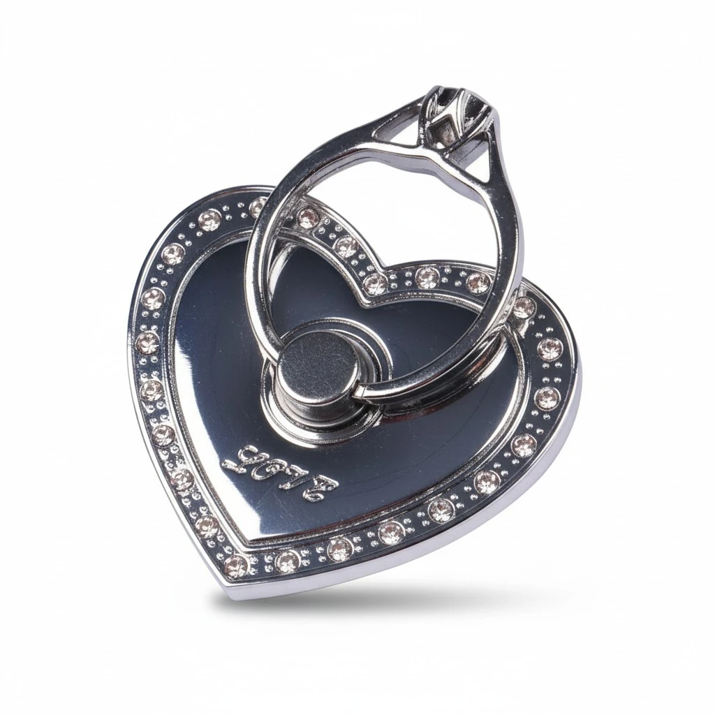 Cell Phone Finger Ring Holder Love Heart Shaped 360 degree Rotating Stand