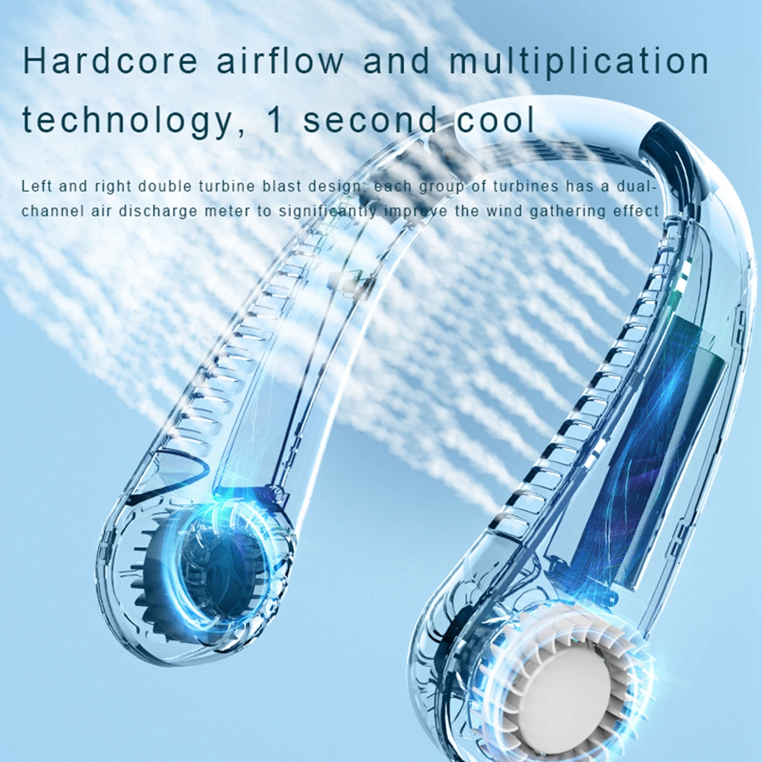 Neck Hanging Fan, Digital Display Hands-free Personal Neck Fan