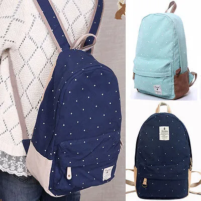 Ladies Shoulders Bag Stitching Wave Dotted Zipper Closure Anti-Theft Backpack