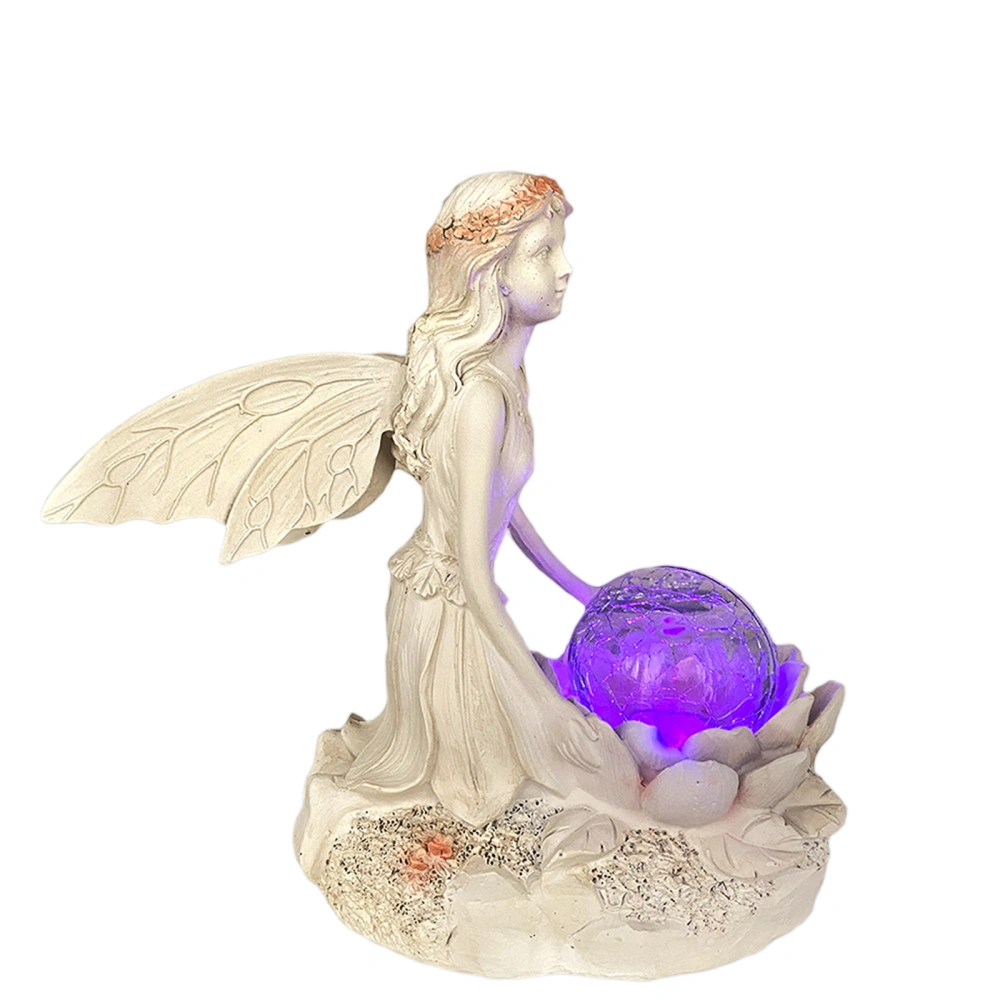 Fairy Garden Statue, Resin Angel Figurines with Solar Globe Lights