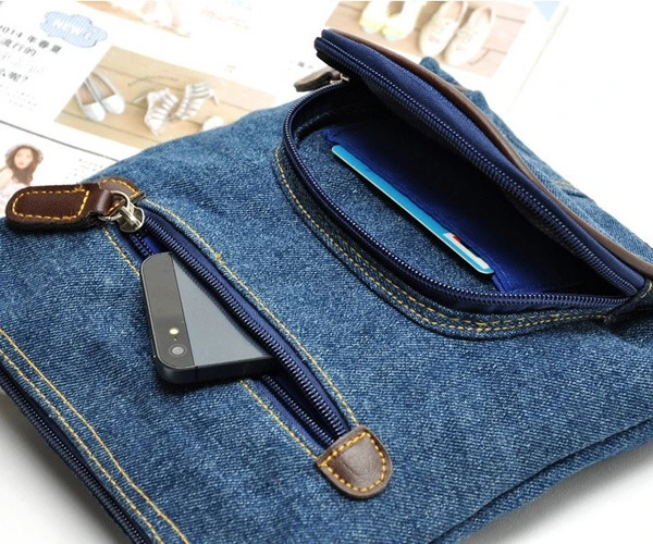 Women Casual Shoulder Denim Bag Adjustable Multi Pocket Crossbody Bags