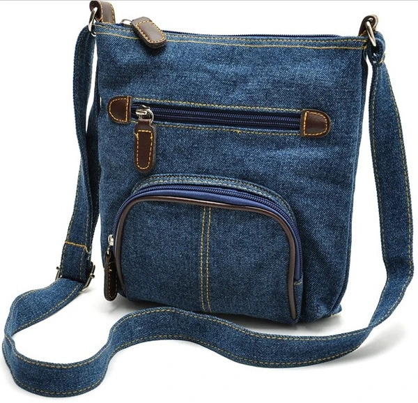 Women Casual Shoulder Denim Bag Adjustable Multi Pocket Crossbody Bags
