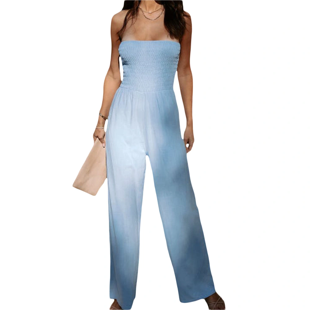 Women Jumpsuit, Elegant Strapless Backless Solid Loose Long Pants