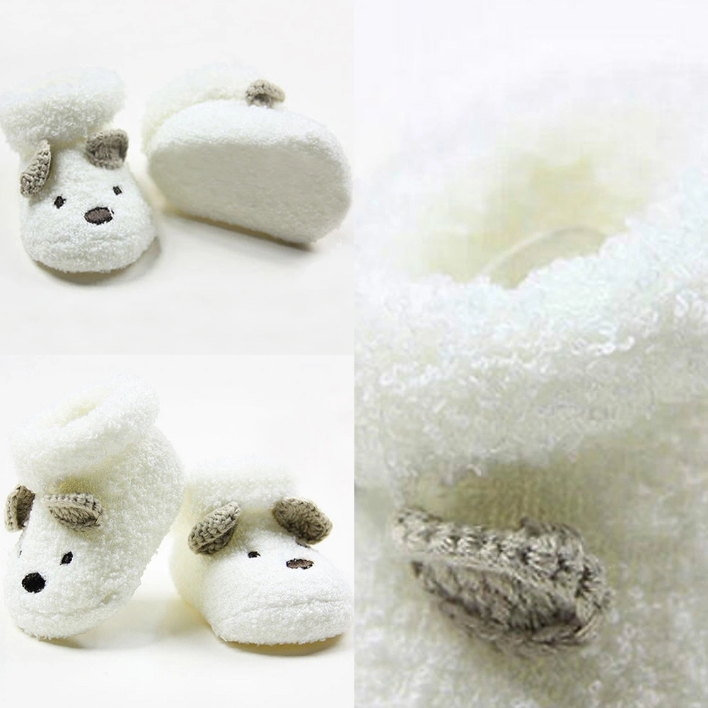 Baby Boys Girls Winter Cute White Casual Cotton with Animal Prints Warm Shoes