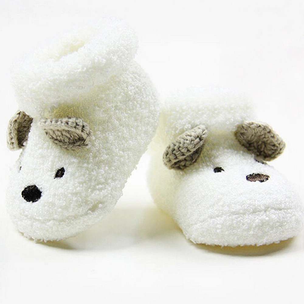 Baby Boys Girls Winter Cute White Casual Cotton with Animal Prints Warm Shoes