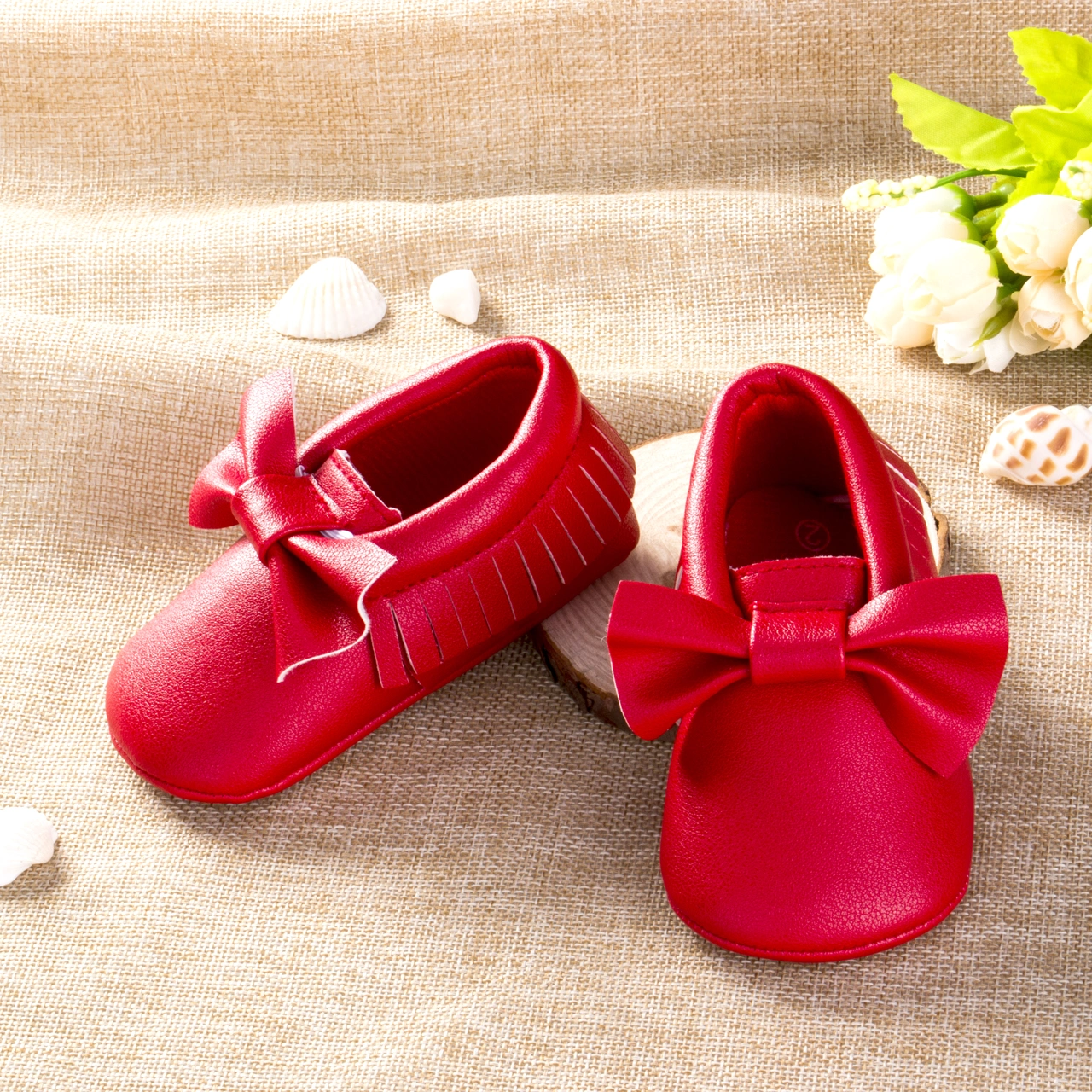Baby Toddler Shoes Tassel/bow Knot Embellished Pure Color Low-Top Flat Shoes