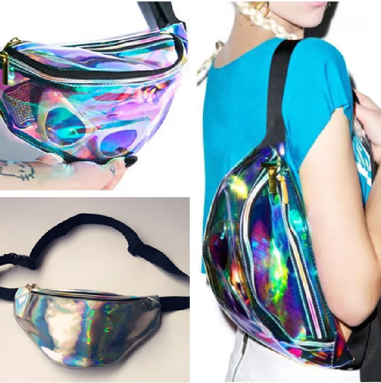 Women Colorful Pack, Laser Waist Bag, Sequins Waterproof Bag