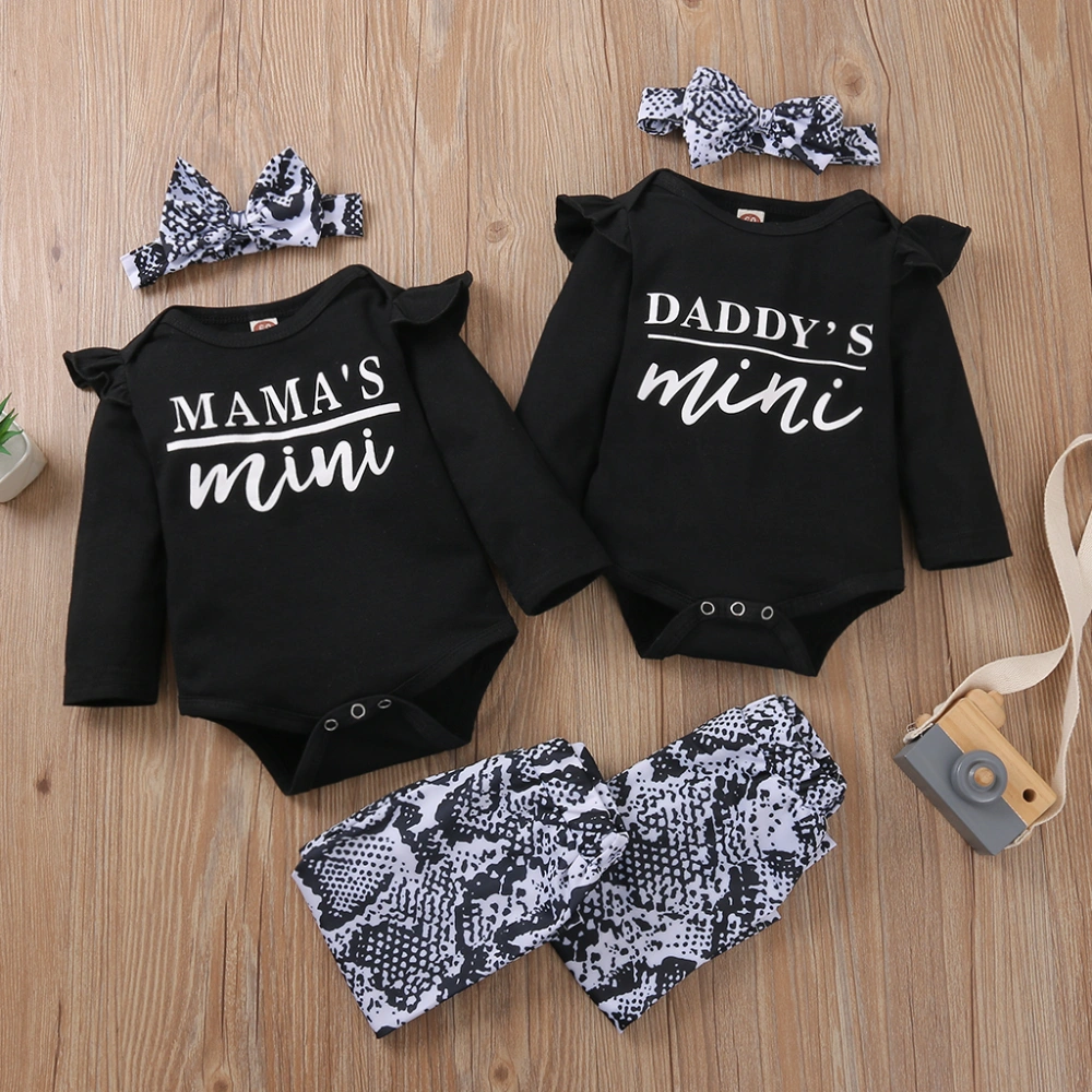 Baby Letter Long Sleeve Jumpsuit and Snake Pattern Trousers with Headband