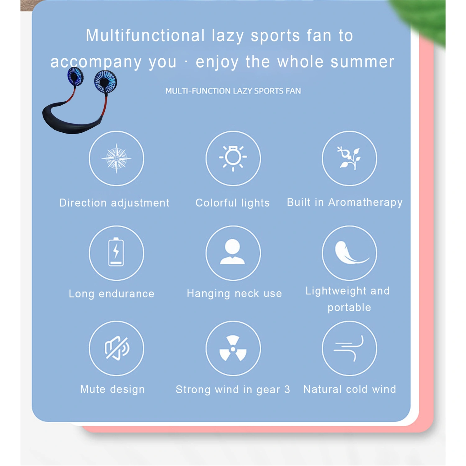 Lazy Neck Fan Cool Rechargeable Retractable USB Hanging Neck Fan