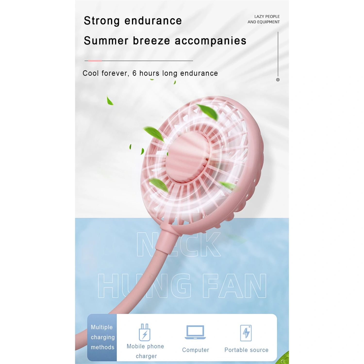 Lazy Neck Fan Cool Rechargeable Retractable USB Hanging Neck Fan