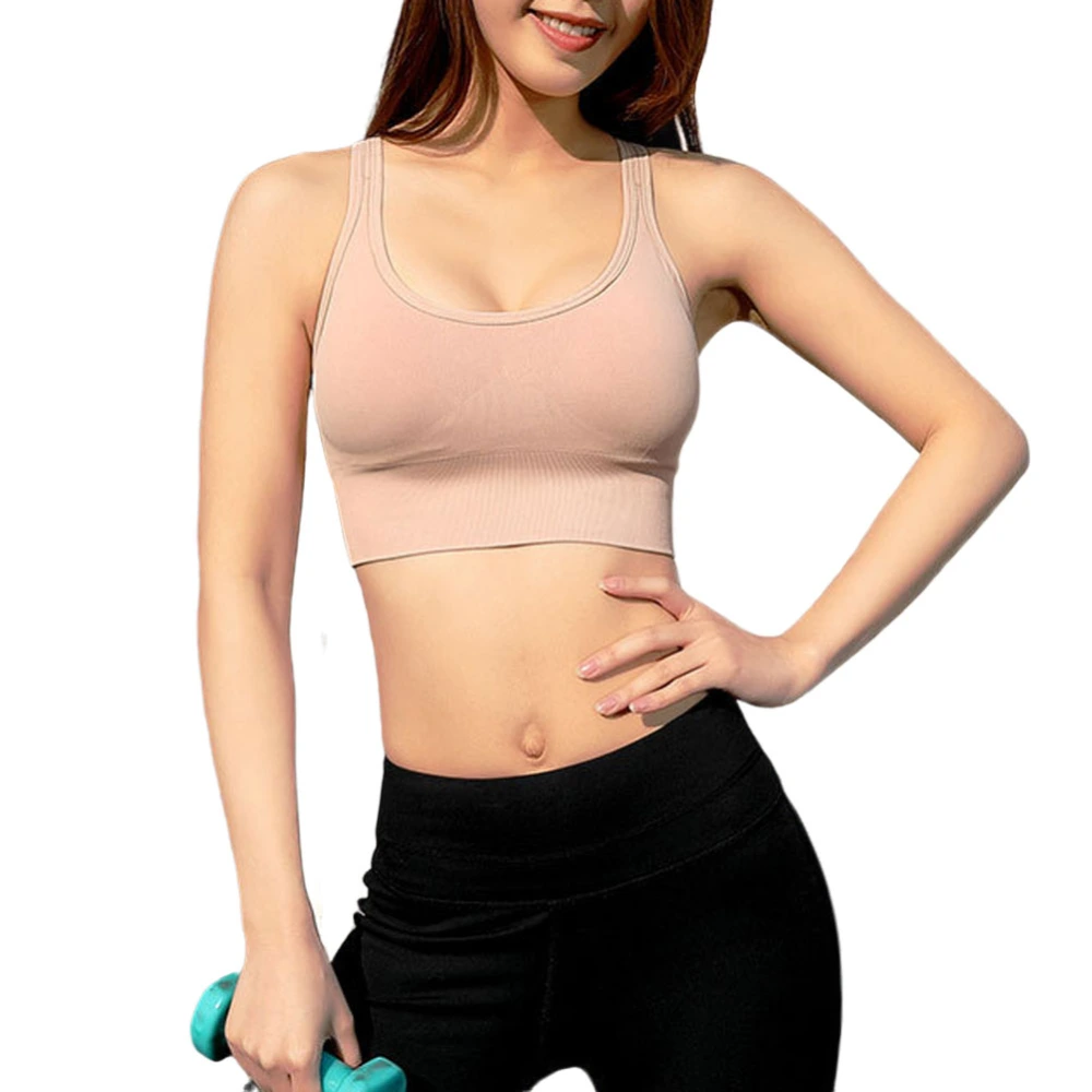 Women's Fitness Home Wear Bra, Sleeveless Padded Plain Color Sports Tops