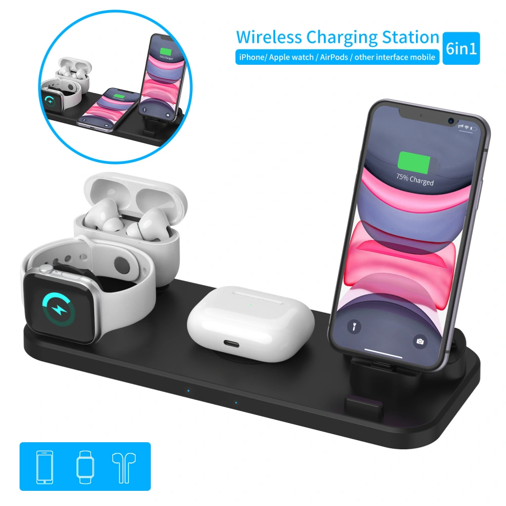 Portable Wireless Quick Charging Station for iPhone/Samsung Galaxy/Apple Watch