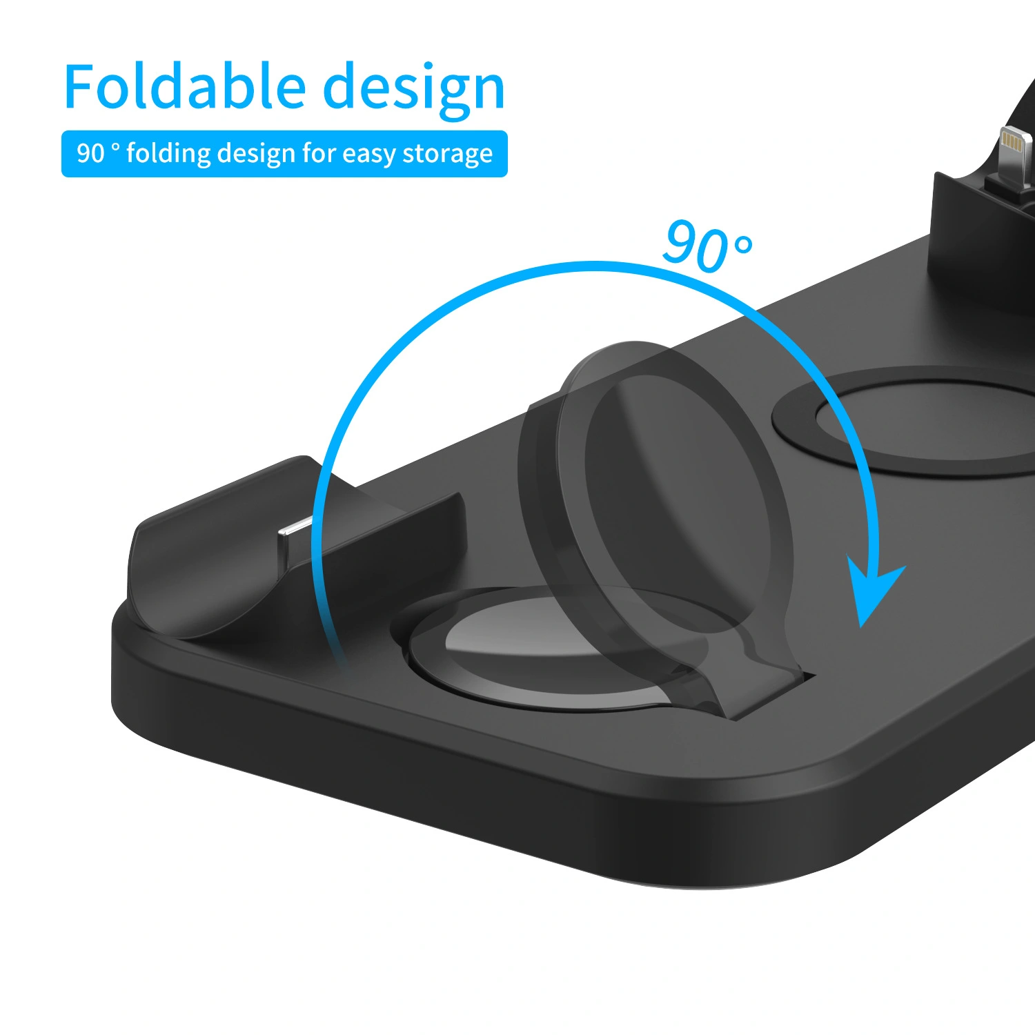 Portable Wireless Quick Charging Station for iPhone/Samsung Galaxy/Apple Watch
