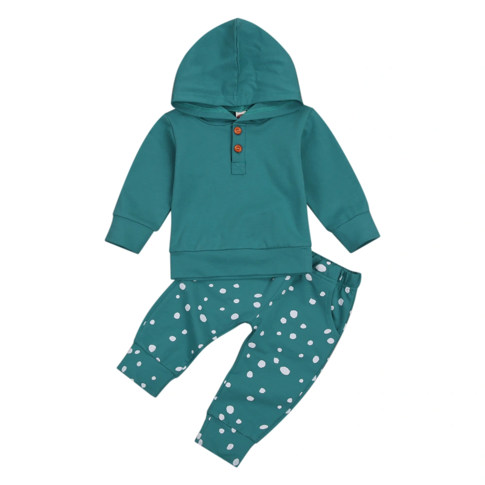 Baby Hooded Long Sleeves + Trousers, Polka Dot Printing Simple Style Clothing