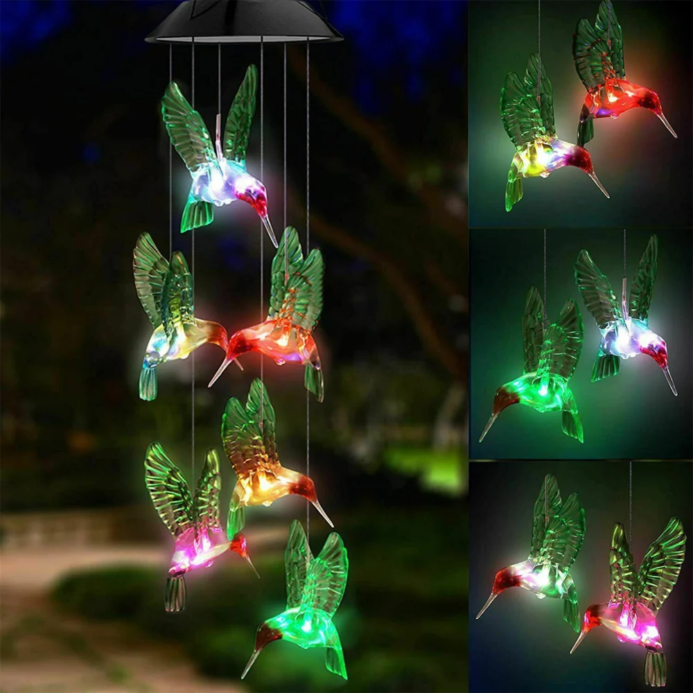 LED Solar Wind Chime Light, Color Changing Hanging Butterfly Decoration