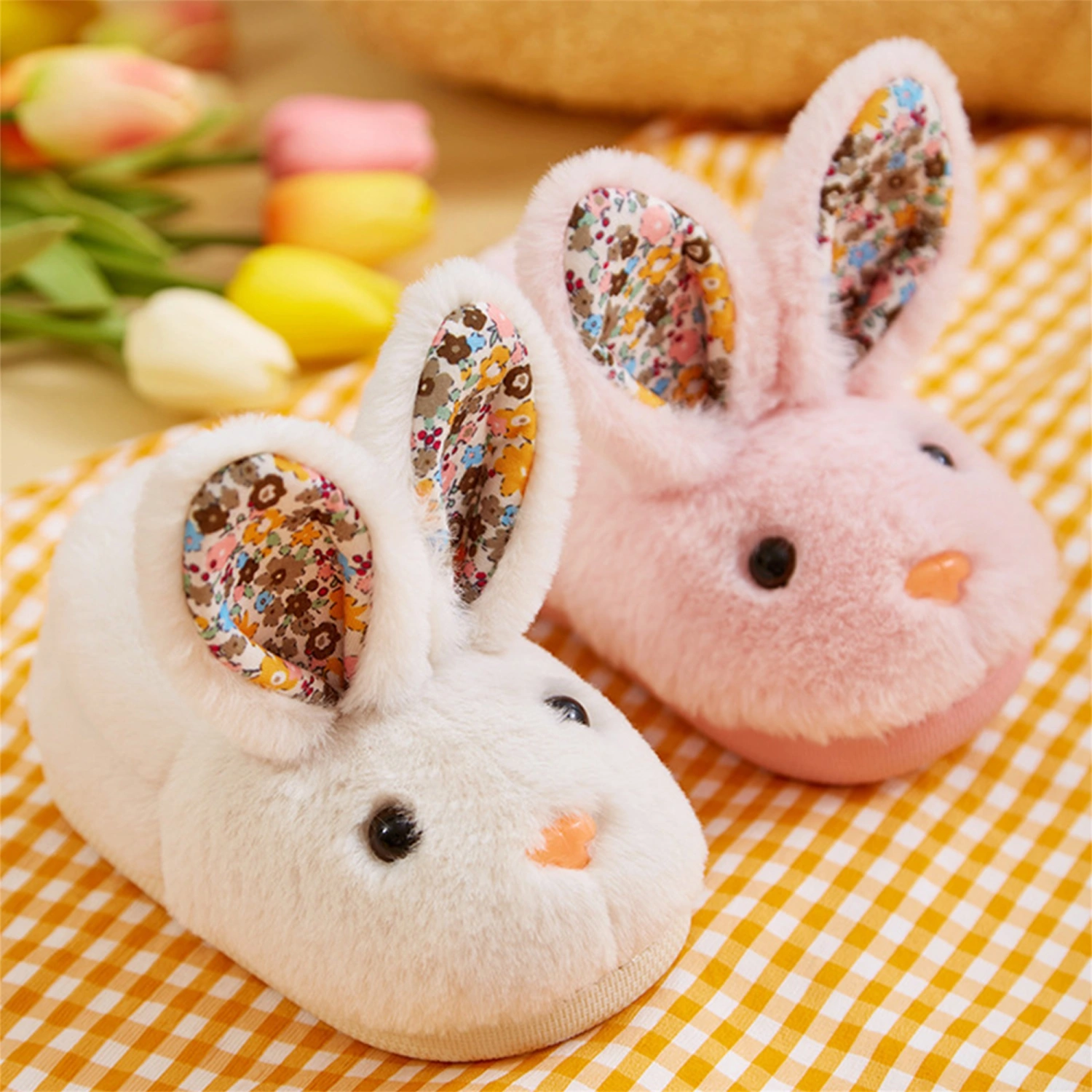 Boys Girls Warm Slippers Toddler Cute Cartoon Rabbit Animals Slippers