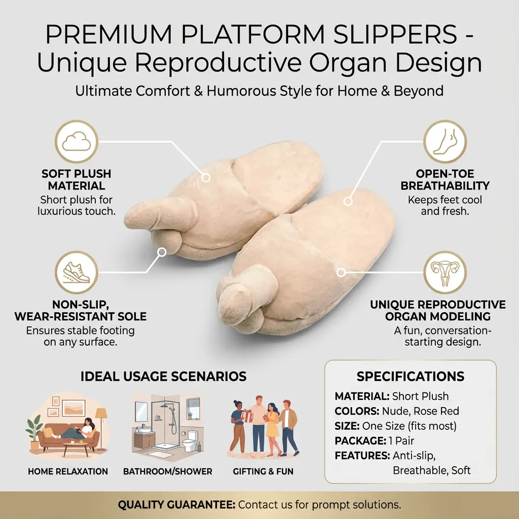 Platform Slippers for Women Men, Reproductive Organ Modeling Sandals