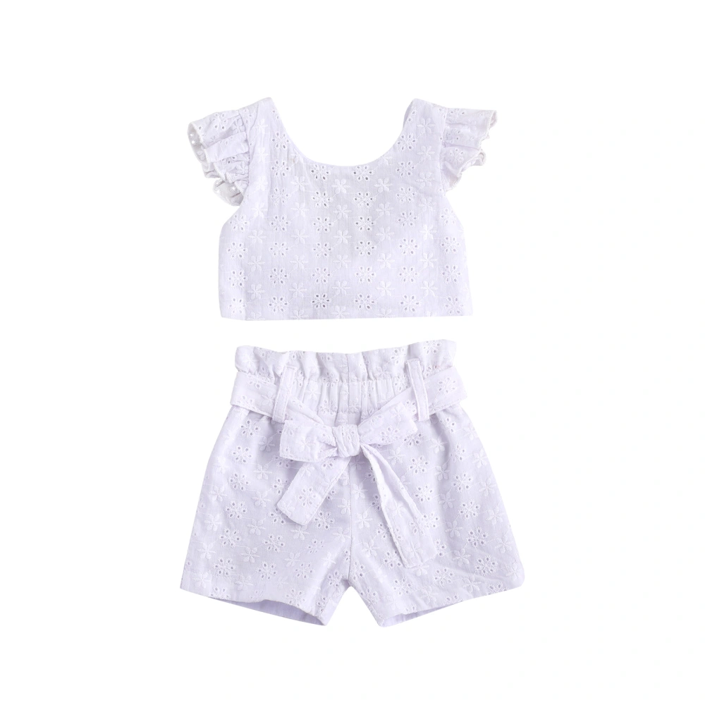 Children's Two-piece Suit, Jacquard Flying Sleeve Backless T-shirt and Shorts