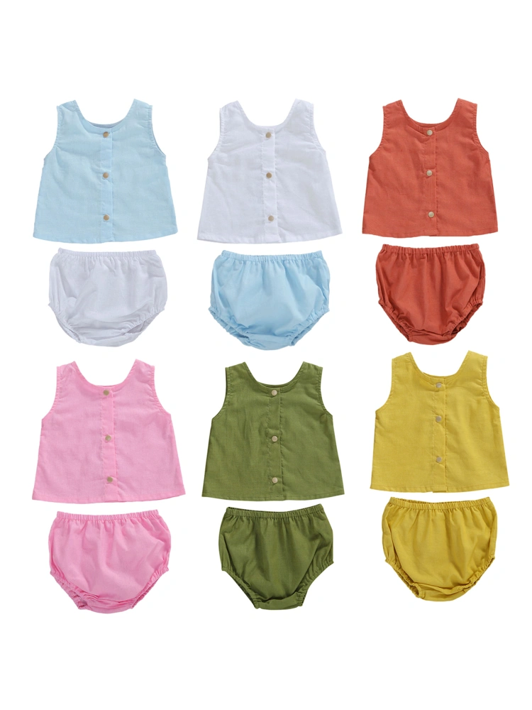 Newborn Baby Summer Clothes Set Sleeveless Round Collar Vest+PP Shorts