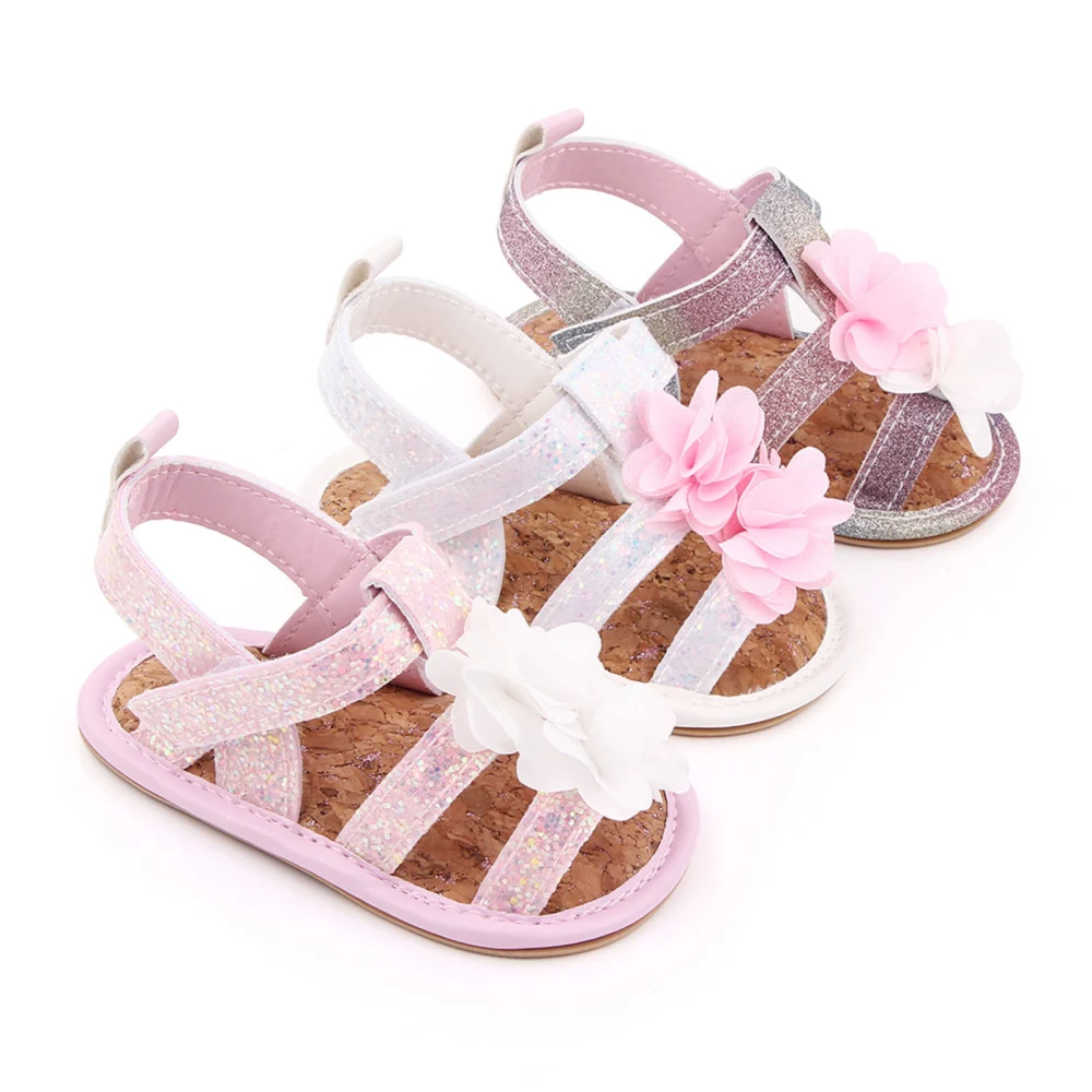 Infant Anti-slip Shoes, Flower and Sequins Pattern Soft Sole Sandals