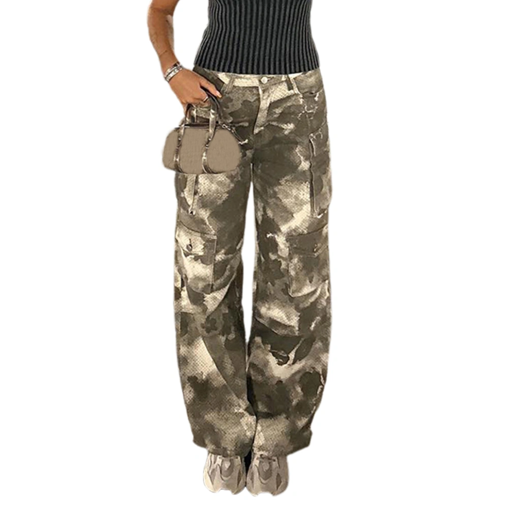 Women's Vintage Pattern Print Multi-pockets Streetwear Cargo Pants