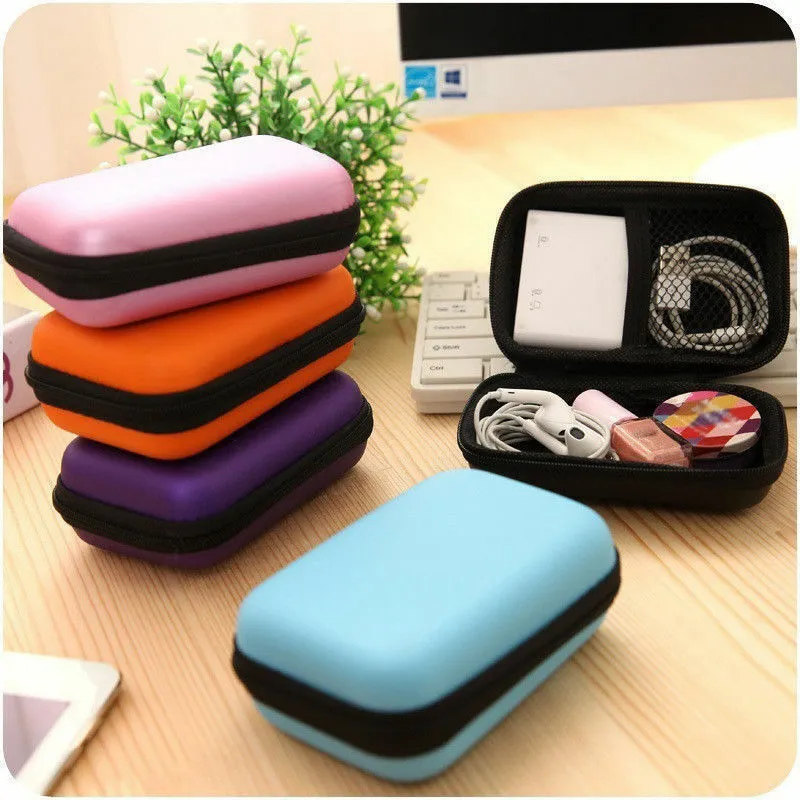 Earphone Wire Storage Case, Portable Zip-up Data Cable Carrying Box