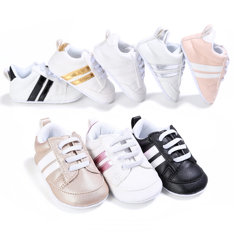 Newborn Baby Sneakers Fashion Stripe Print Non-Slip Soft Sole Crib Shoes