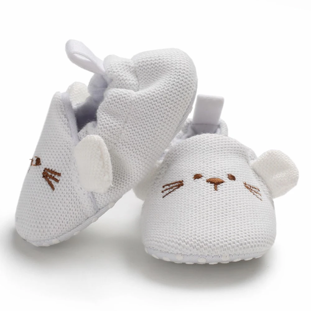 Daily Knitted Mouse Shape First Walkers Soft Sole Crib Shoes